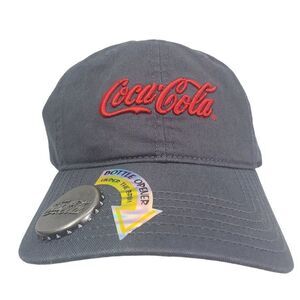 Coca-Cola Baseball Cap Bottle Opener Gray Strapback Logo Officially Licensed NEW